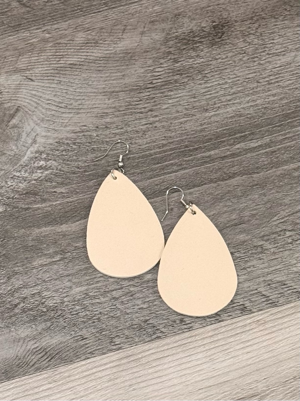 Classic Teardrop Leatherette Earrings - Cream